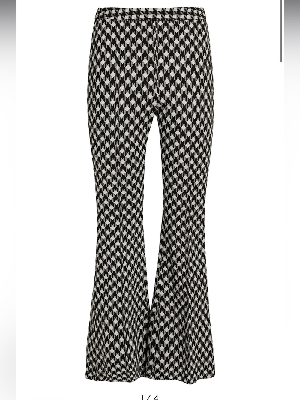 Rosetta Getty Black and White Jacquard Geometric cropped Flare Pants